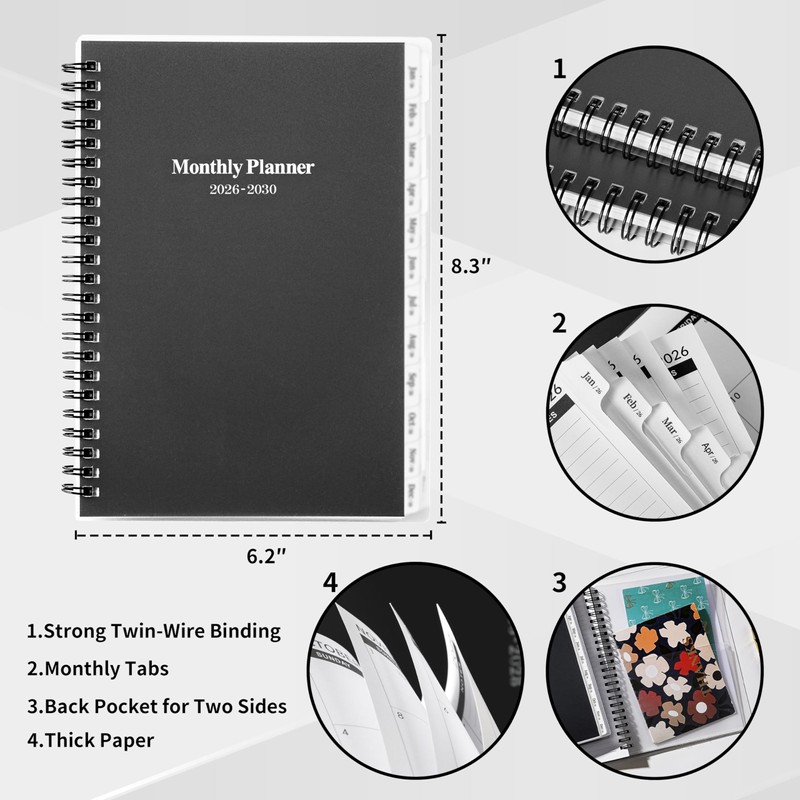 2026-2030 Monthly Planner/Calendar - 5 Year Planner 2026-2030 with Tabs,