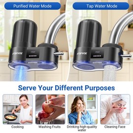 Water Filter for Sink, Faucet Purifier with LED Filter Life Display + UV Light,  Effectively Removes Chlorine, Limescale, Heavy Metals, and Odors
