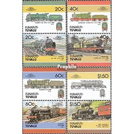 Prophila Collection Tuvalu-Funafuti 85-92 Pairs (Complete Edition) Mint NH ** MNH 1986 Locomotive (Stamps for Collectors) Railway / Cable Car