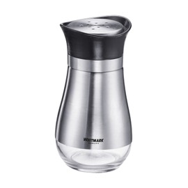 Westmark Pack of 2 Spice Shakers with Bottom Viewing Window, Universal Hole in Lid, Capacity: 125 ml each, Glass/Plastic/Stainless Steel, Lisbon, Transparent/Black/Silver, 6322260