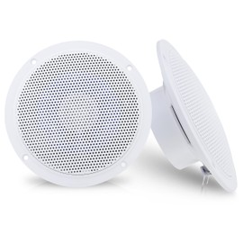 Pyramid 5.25” Dual Waterproof Marine Speakers - 100W 4Ohm Outdoor Car/Boat Radio Stereo Speakers Waterproof/Weather Proof Marine Stereo Speakers System Pair - Mounting Kit, Speaker Wire, Grill MDC6