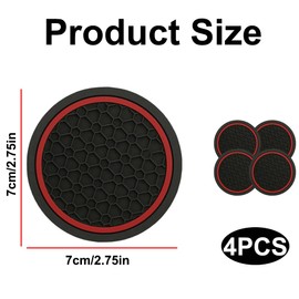 4PCS Universal Car Cup Holder Coasters, 2.75 Inch Waterproof Shock Absorbent Car Cup Mats, Non-Slip Wear-Resistant Cup Holder Insert, Automotive Interior Decorative Accessories for Most Vehicles