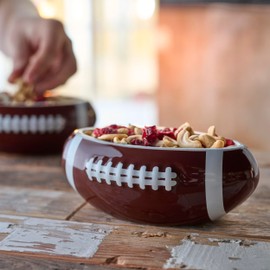 40YARDS American Football Snack Bowl/Bowl in American Football Shape (16 cm Length) Made of Ceramic with Raised, Tactile Stitching