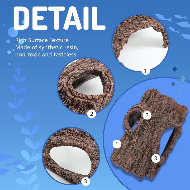 Briwooody Faux Log Fish Cave, Extra Large 19'' Tree Stump