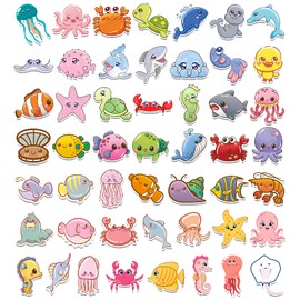 100 PCS Water Bottle Stickers for Kids - Cute Stickers for Kids -Ocean Animal Stickers Vinyl Waterproof Laptop Stickers Pack,Party Favors for Kids, Boys Girls Birthday Decorations Gifts