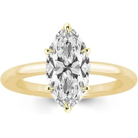 RURULUYA 2CT Elongated Marquise Cut Engagement Ring,Simulated Diamond Promise Ring,925 Sterling Silver 18K Yellow Gold Plated Ring 8#
