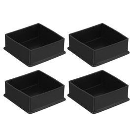 sourcing map 4Pcs PVC Square Chair Leg Caps, 80mm x 80mm OD Black Furniture Feet Pads Table Foot Cover Caps Floor Protectors for Patio Table Cabinet Bed Furniture