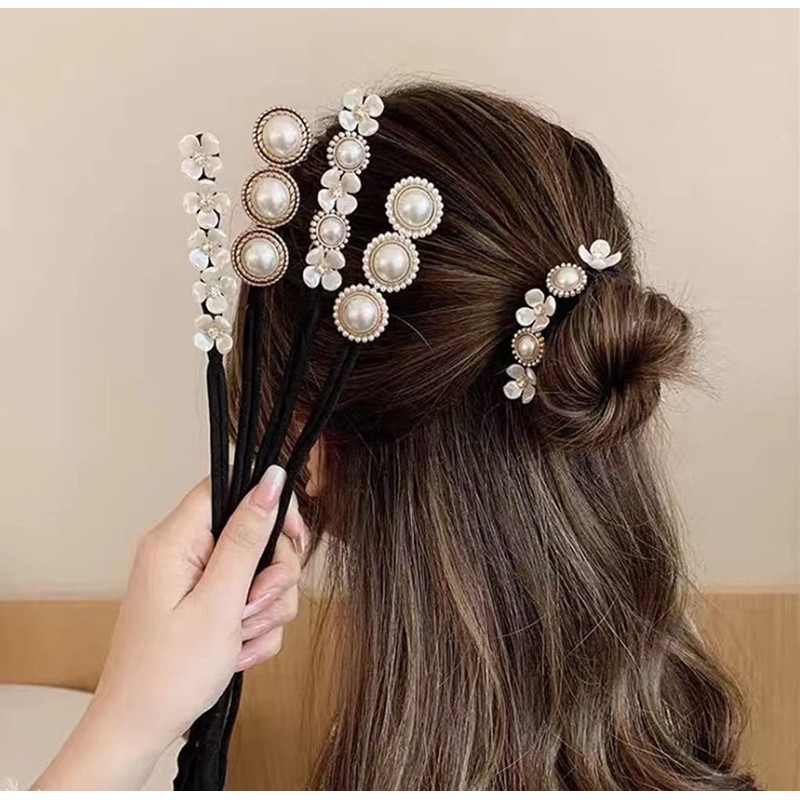 Happyupcity 4 Pcs Women Magic Hair Bun Maker with Peal