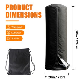 Free Standing Punch Bag Cover, 420D Oxford Waterproof Outdoor Full Protector, Protective Cover for Boxing Bag with Stand Punching Dummy 178cm H x 71cm D