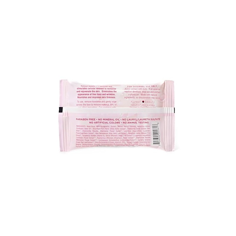 Earth Therapeutics Retinol Cleansing Facial Towelettes - Travel Size -