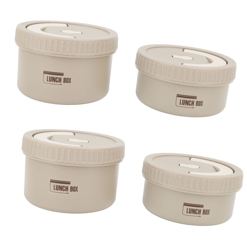 Bento Box Round Lunch Box Coffee Brown Stainless Steel Leakage