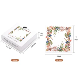 WRAPAHOLIC 50Pcs Fall Paper Napkins - 3-Ply Autumn Fruits Leaves Disposable Cocktail Napkins for Autumn, Thanksgiving Party Supplies Tableware - 5 x 5 In