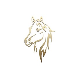 Horse Head Outline Vinyl Decal Notebook Car Laptop 3.5" x 5.5" (Gold)