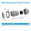 10 Pack M20 20mm IP68 Waterproof Grey Cable Glands, Suitable