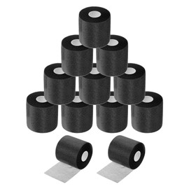 MECCANIXITY Pre Wrap Athletic Tape 30 Yards x 2.8 Inch Foam Under Wrap Tape Sports Prewrap Headband for Hair Ankles Wrists Hands Knees, Black 12 Rolls