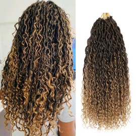 Saisifen 96 Strands Boho Goddess Locs Crochet Hair for Black Women Soft Faux Locs with Curly Ends, Pre-Looped Crochet Braids T27 Ombre Blonde 24 Inch