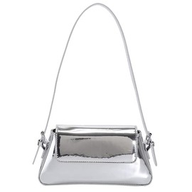 Pu Patent Leather Evening Bag For Women Hobo Bag Tote Handbag Satchel Cute Party Clutch Shoulder Crossbody Purse (Silver)