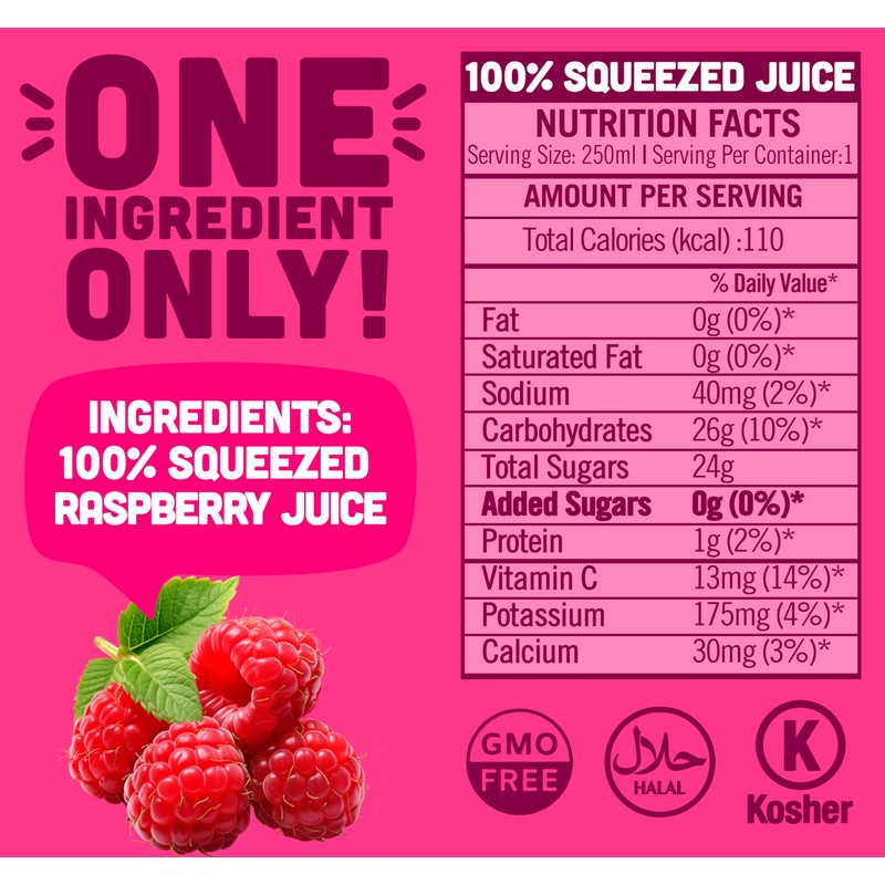 NILO Raspberry Juice | 100% Squeezed Raspberry Frambuesa | NO