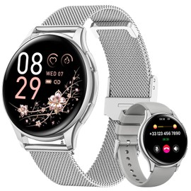Women's Smartwatch with Calls, 1.27 Inches HD Smart Watch, Female Physiology, 120 Sports, Digital Smartwatch Watch Heart Rate Monitor SpO2 IP68, Notifications Messages Android iOS, Woman Silvery
