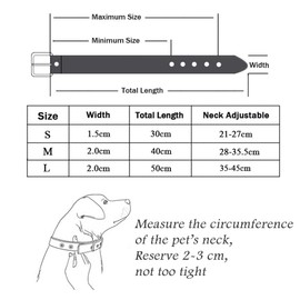 FUNAT Dog Collar Pet Dog Leash, Rhinestone Heart Dog Collar, PU simple Collar Adjustable for Cat and Dog