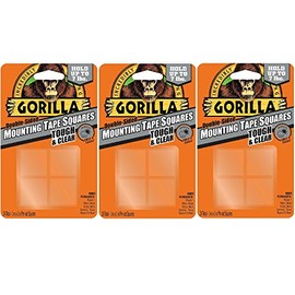 Gorilla 6067201 Mounting Tape Squares, Tough & Clear (3 Pack)