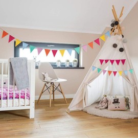 Tira de Banderines de Colores, Banderas de Decoracion de Doble Cara, Banderines Multicolor, Banderines de Fiesta para Campamentos, Bodas, Celebraciones Navideñas, Decoración de Bricolaje(10M)