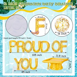 Sumind 13 Pcs 20" Graduation Floating Pool Letters Congrats Float Proud of You Inflatable Floating Graduation Decoration Class of 2025 Set for Pool Beach Party