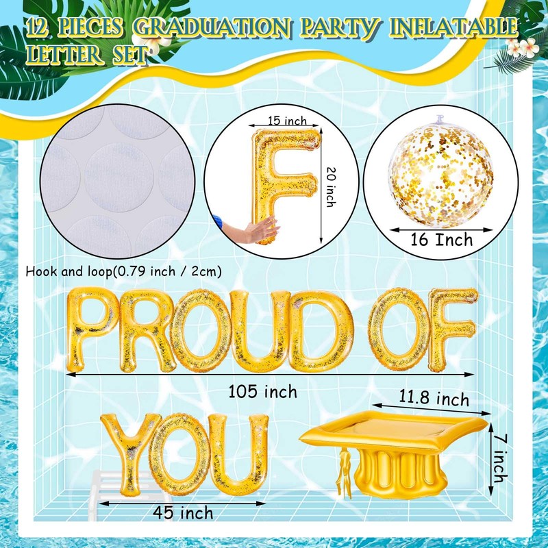 Sumind 13 Pcs 20" Graduation Floating Pool Letters Congrats Float