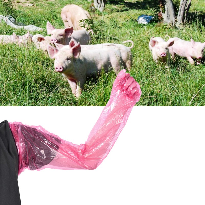 100Pcs Long Arm Disposable Plastic Gloves Safe Reliable Multipurpose Veterinary