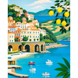 Rebotipy Paint by Number for Adults Atrani Lemons - Amalfi Coast Adults Paint by Number Kits on Canvas Digital Acrylic Paint by Numbers Kits Oil Painting by Numbers for Canvas Art 16x20 Inch