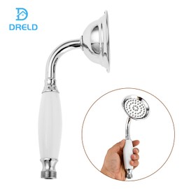 DRELD Retro Shower Head Stainless Steel Hand Shower, 1 Piece Stainless Steel Shower Head, Antique Shower Head, Nostalgic Retro Hand Shower with Phone Style Gold Shower Head (Silver)