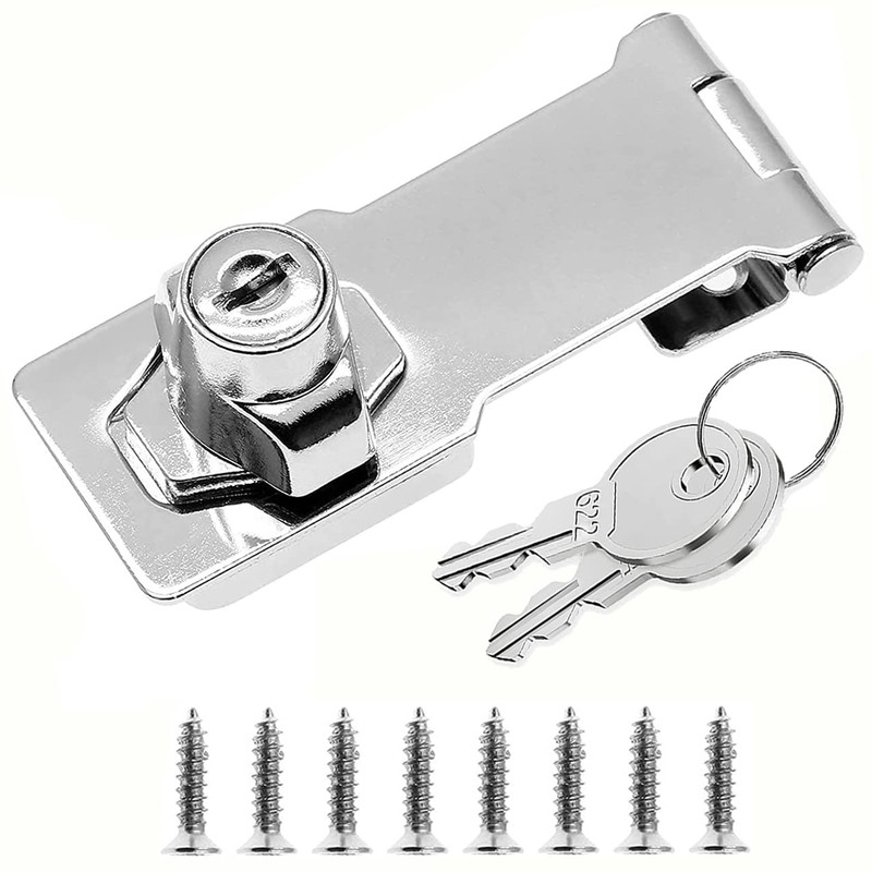 Litensh Hasp Lock Padlock Gate Latch Door Bolt Lock with