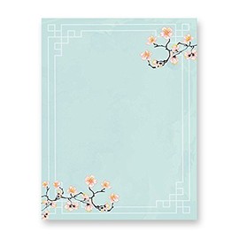 100 Stationery Writing Paper, with Cute Floral Designs Perfect for Notes or Letter Writing - Cherry Blossoms