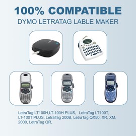 Msudoku 91330 10697 Label Maker Tape Refill 9 PK, Compatible with Dymo Letratag Refills 12mm x 4m 1/2 x 13 Black on White Paper Work with Dymo Letra Tag Label Maker LT-100H 100T 110T 200B QX50 XM 2000