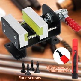 MistyBrew Golf Club Regripping Pro Kit - Heavy-Duty Aluminum Vise Clamp with Hook Knife, Quick Release Shaft Vice, Non-Slip Rubber Handle Golf Grip Replacement Tools Hand-Operated Locking Clamp Tools