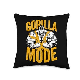 Gorilla MODE Gorilla Fitness Workout Sport Sports Muscle Throw Pillow