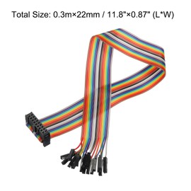 MECCANIXITY 1 Pcs IDC Rainbow Wire Flat Ribbon Cable FC-Female to 18P 11.8 Inch Length 2.54mm Pitch Breadboard Jumper Wires for Electronic Projects