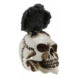 Ossuary Macabre Harbinger Of Doom Black Raven Crow Bird On Skull Mini Figurine