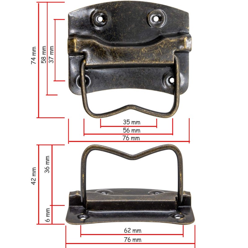 Fuxxer® 4 x Antique Folding Handles, Chests, Boxes, Chest of