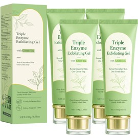 4PC Peeling Gel Exfoliante con Té Verde Elimina células muertas, Limpia poros, Textura ligera, Fácil aplicación, Uso facial diario