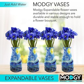 MODGY - Florero expandible, de plástico, decorativo, moderno, plegable, para centros de mesa para boda, mesa de comedor, decoración del hogar, sala de estar, baño, noche estrellada, Vincent Van Gogh,