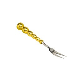 IHI EST. 1986 Cocktail Fork Pick Serveware for Entertaining 6 Inch Aluminum Gold Beaded Handle