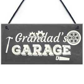 RED OCEAN Grandad's Garage Hanging Wall Plaque Novelty Workshop Man Cave Shed Sign Father Gift