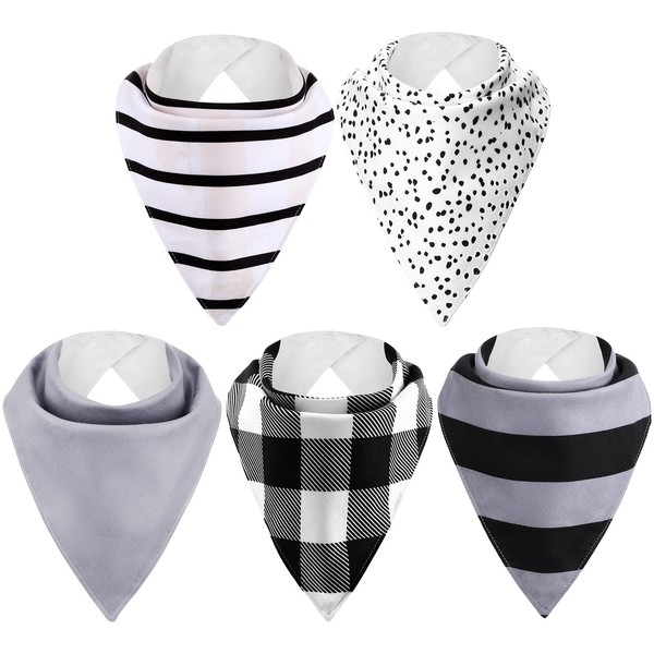 5 Pack Adult Drool Bandana Bibs Soft Adjustable Absorbent Christmas