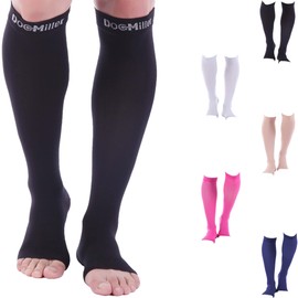 Doc Miller Open Toe Compression Socks 8-15 mmHg, Black, 4X-Large