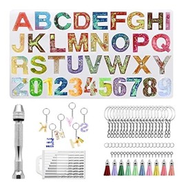 Kit De Moldes De Fundición De Resina De Silicona Con Alfabeto, Letras Y Números, Moldes De Silicona Para Resina, Espejo De Bricolaje, Figura De Resina, Juego De Fabricación De Llaveros Para Joyería