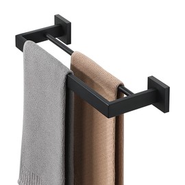 Alise Double Bath Towel Bar, SUS304 Stainless Steel Towel Racks for Bathroom, Heavy Duty Towel Rack Wall Mounted, Space Saving Towel Holder, Matte Black, 16 inch