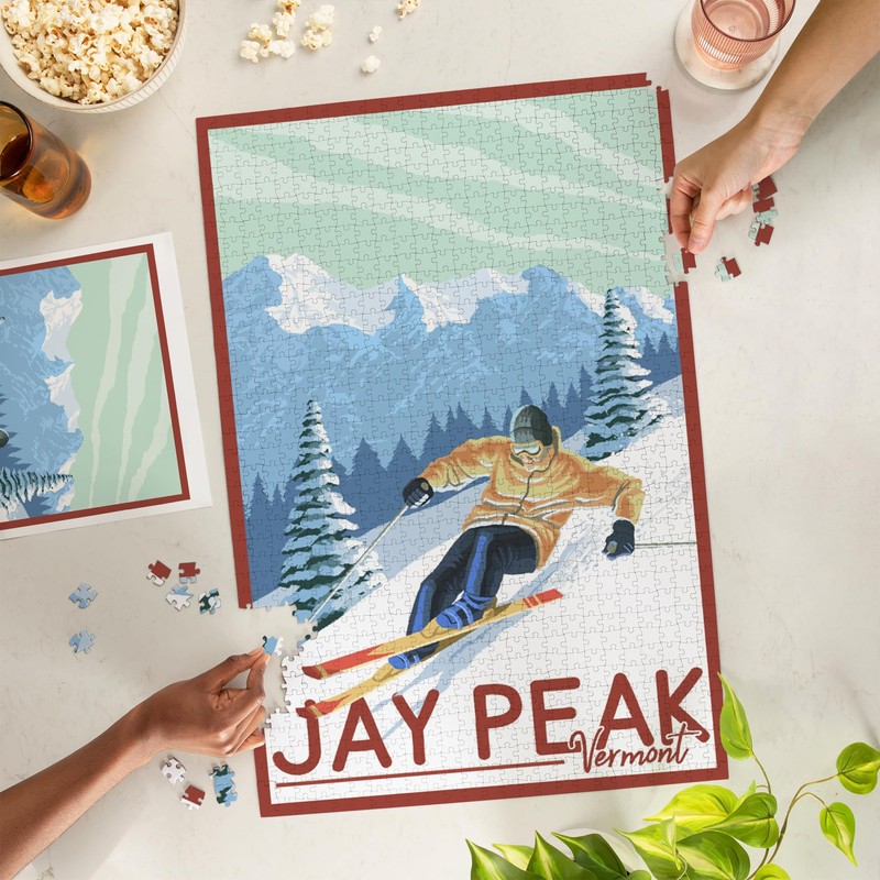 Lantern Press Jay Peak, Vermont, Downhill Skier, 1000 Piece Jigsaw