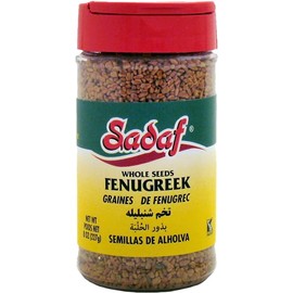 Sadaf Fenugreek Seeds - Whole Methi Seeds for Cooking and Food Flavoring - Ideal for Middle Eastern Cuisine - Fenogreco en Semillas - Kosher and Halal - 8 Oz Bottle with Shaker Top