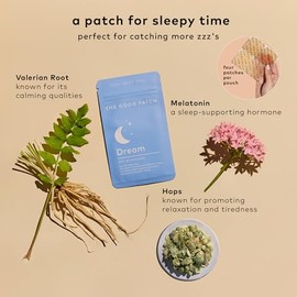 El parche Good Patch Dream promueve un sueño reparador con melatonina, raíz de valeriana y lúpulo. A base de plantas (2 bolsas) (8 parches)
